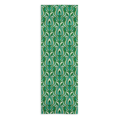 Jenean Morrison Floral Flame in Green Yoga Towel
