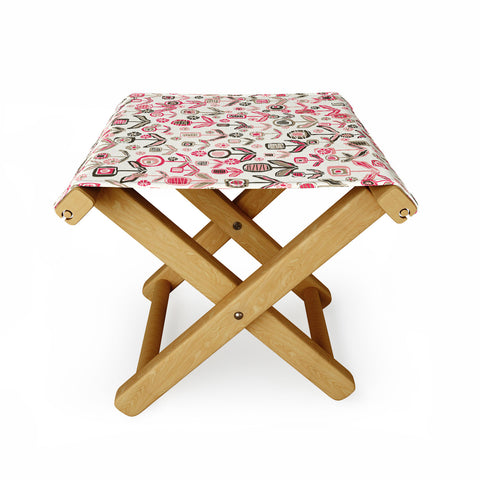 Jenean Morrison Floral Playground Pink Folding Stool
