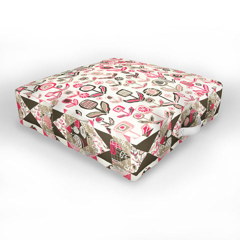 Jenean Morrison Floral Playground Pink Outdoor Floor Cushion