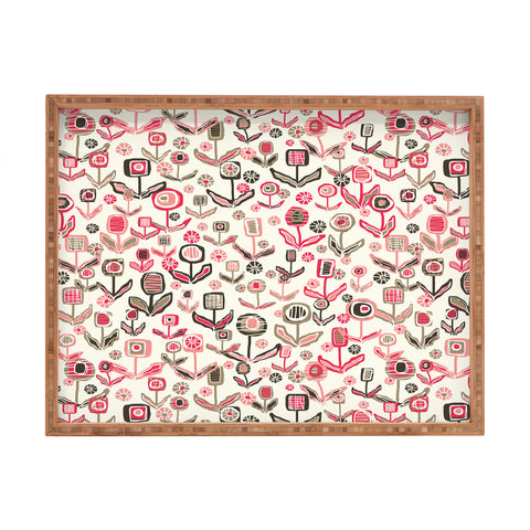 Jenean Morrison Floral Playground Pink Rectangular Tray