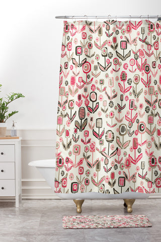 Jenean Morrison Floral Playground Pink Shower Curtain And Mat