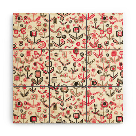 Jenean Morrison Floral Playground Pink Wood Wall Mural