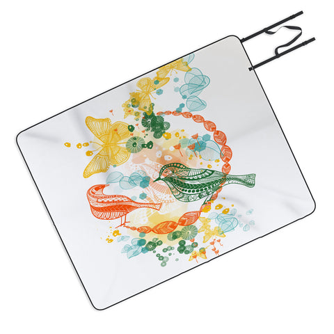 Jenean Morrison Flower and Flight Picnic Blanket