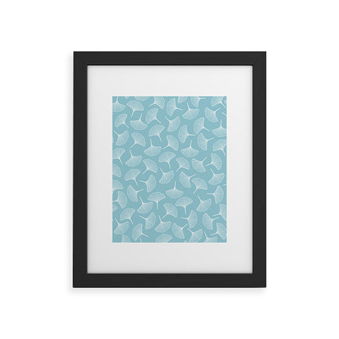 Jenean Morrison Ginkgo Away With Me Blue Framed Art Print