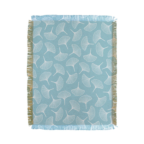 Jenean Morrison Ginkgo Away With Me Blue Throw Blanket