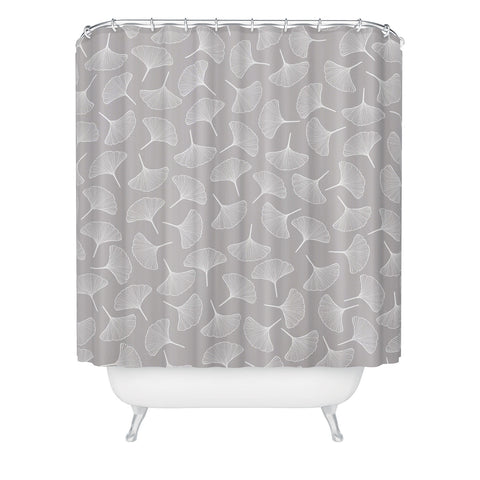Jenean Morrison Ginkgo Away With Me Gray Shower Curtain