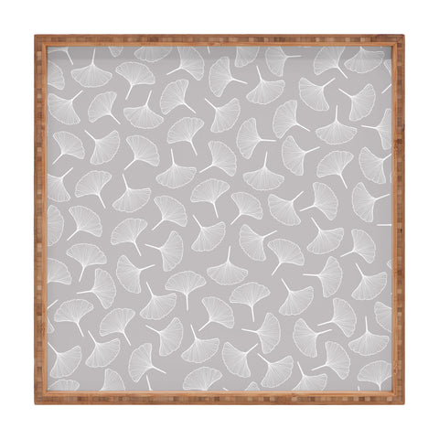 Jenean Morrison Ginkgo Away With Me Gray Square Tray