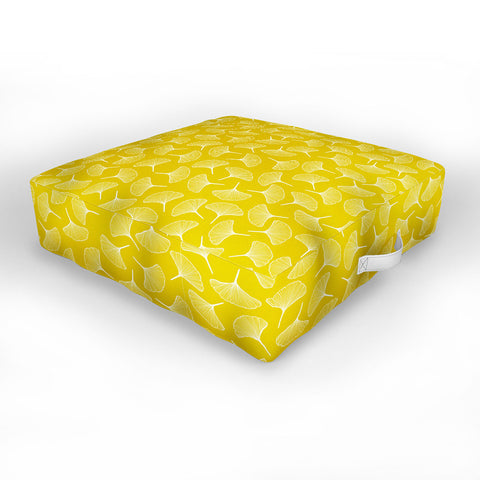 Jenean Morrison Ginkgo Away With Me Yellow Outdoor Floor Cushion