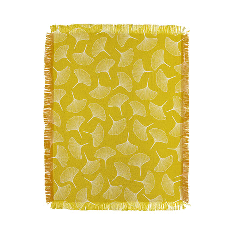 Jenean Morrison Ginkgo Away With Me Yellow Throw Blanket