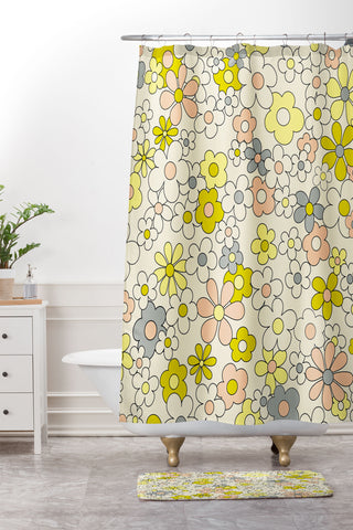 Jenean Morrison Happy Together in Yellow Shower Curtain And Mat