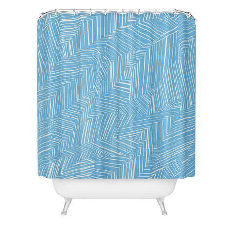 Jenean Morrison Line Break Blue Shower Curtain