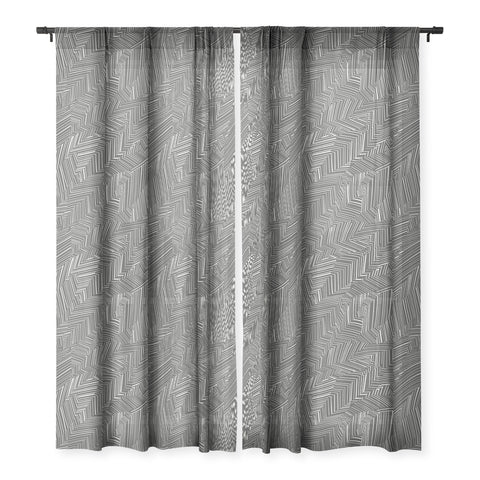 Jenean Morrison Line Break Dark Gray Sheer Window Curtain