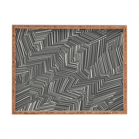 Jenean Morrison Line Break Dark Gray Rectangular Tray