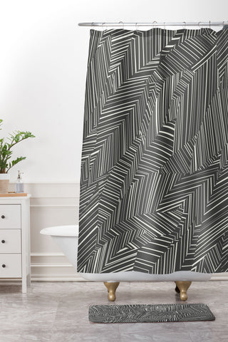 Jenean Morrison Line Break Dark Gray Shower Curtain And Mat