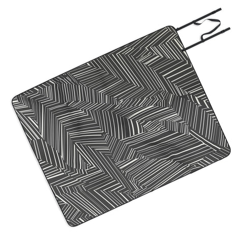 Jenean Morrison Line Break Dark Gray Picnic Blanket