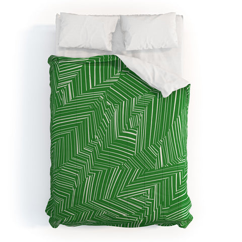 Jenean Morrison Line Break Green Comforter