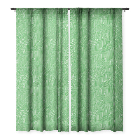 Jenean Morrison Line Break Green Sheer Window Curtain