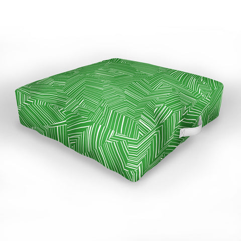 Jenean Morrison Line Break Green Outdoor Floor Cushion