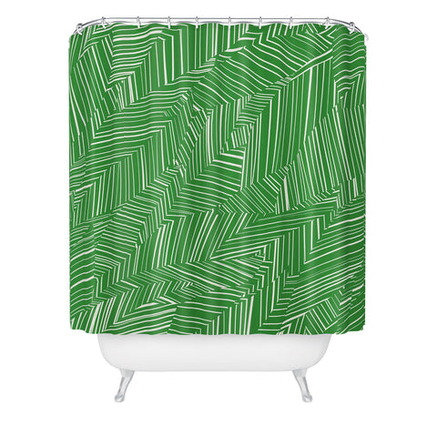 Jenean Morrison Line Break Green Shower Curtain