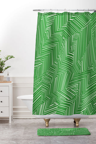Jenean Morrison Line Break Green Shower Curtain And Mat