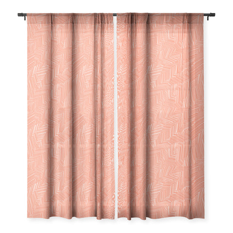 Jenean Morrison Line Break Persimmon Sheer Window Curtain