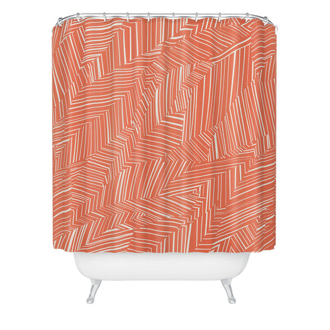 Jenean Morrison Line Break Persimmon Shower Curtain