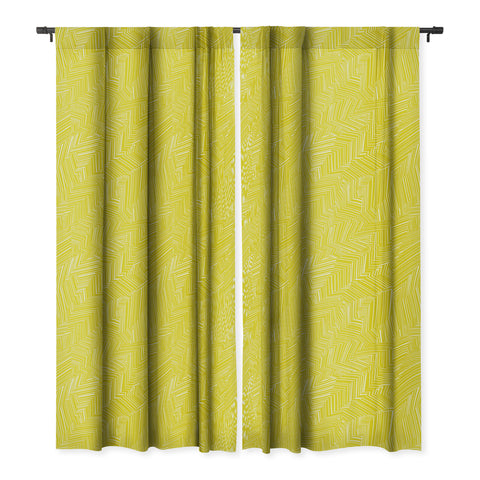 Jenean Morrison Line Break Yellow Blackout Window Curtain