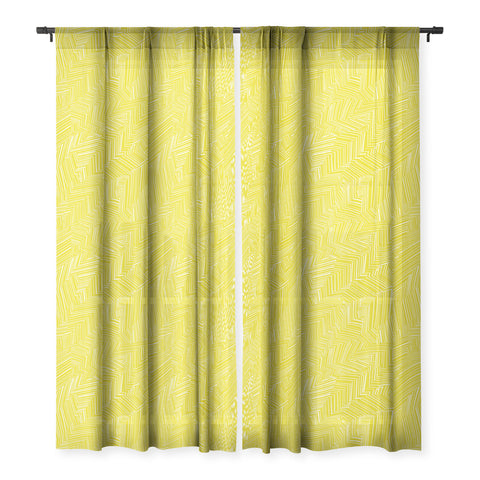 Jenean Morrison Line Break Yellow Sheer Window Curtain