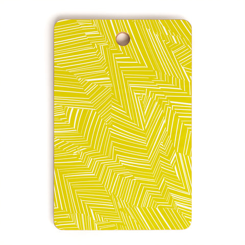 Jenean Morrison Line Break Yellow Cutting Board Rectangle