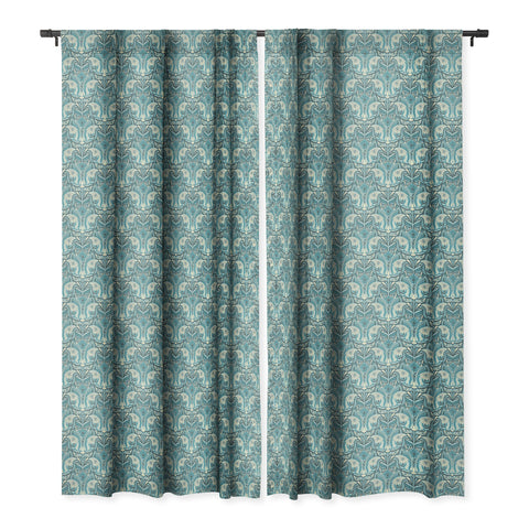 Jenean Morrison Mirror Image in Blue Blackout Window Curtain