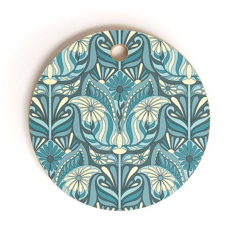 Jenean Morrison Mirror Image in Blue Cutting Board Round