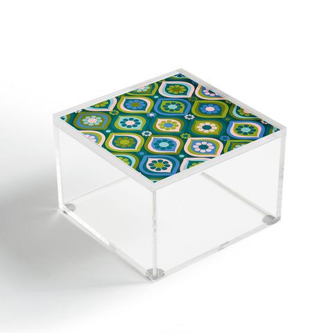 Jenean Morrison Ogee Floral Blue Acrylic Box