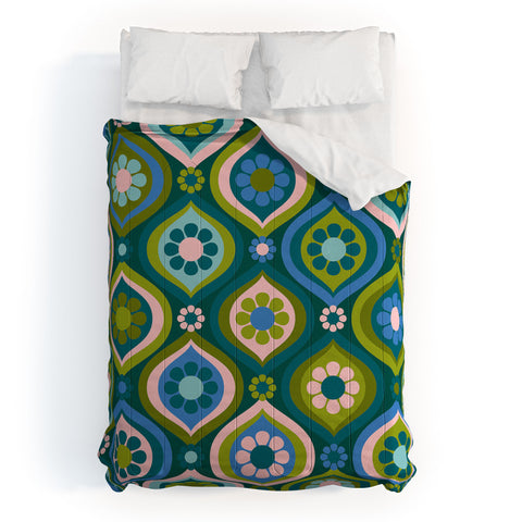 Jenean Morrison Ogee Floral Blue Comforter