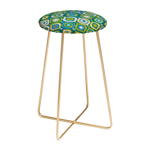 Jenean Morrison Ogee Floral Blue Counter Stool