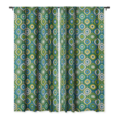Jenean Morrison Ogee Floral Blue Blackout Window Curtain
