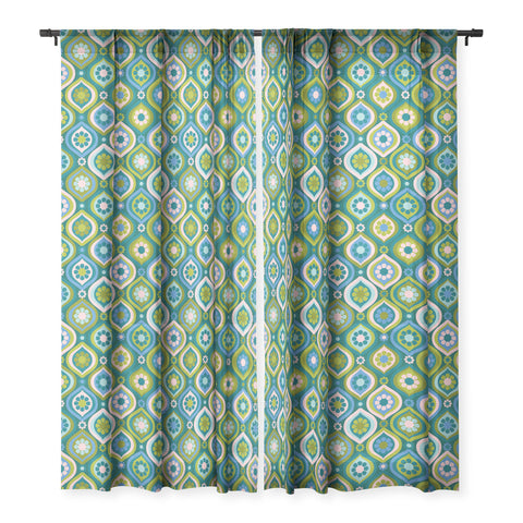 Jenean Morrison Ogee Floral Blue Sheer Window Curtain