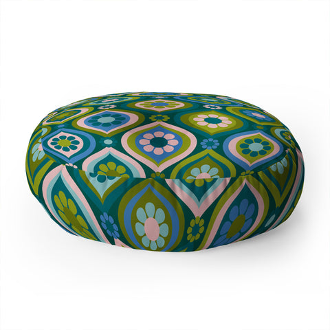 Jenean Morrison Ogee Floral Blue Floor Pillow Round