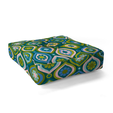 Jenean Morrison Ogee Floral Blue Floor Pillow Square