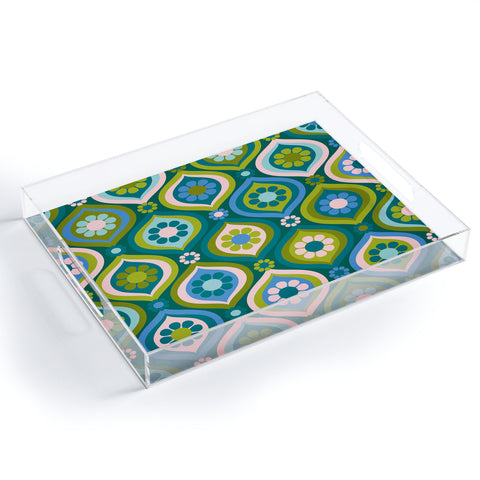 Jenean Morrison Ogee Floral Blue Acrylic Tray