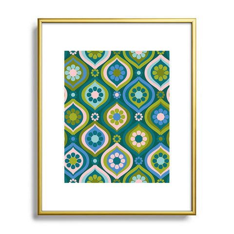 Jenean Morrison Ogee Floral Blue Metal Framed Art Print
