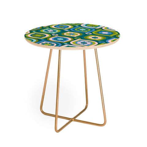 Jenean Morrison Ogee Floral Blue Round Side Table
