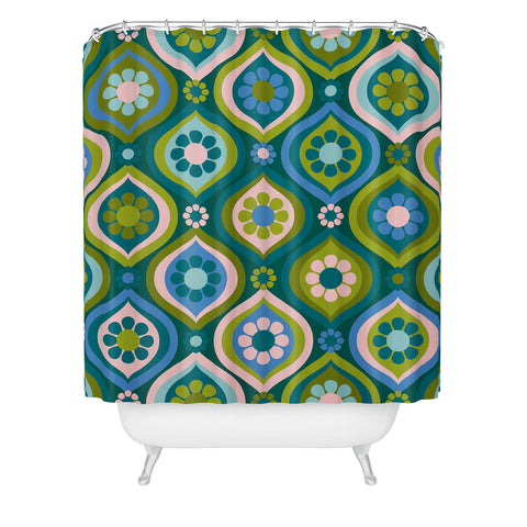Jenean Morrison Ogee Floral Blue Shower Curtain