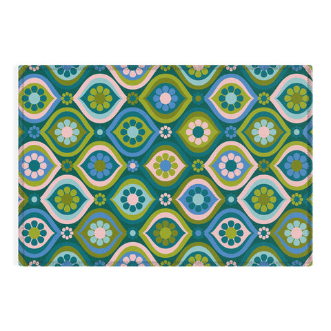 Jenean Morrison Ogee Floral Blue Outdoor Rug