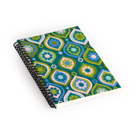 Jenean Morrison Ogee Floral Blue Spiral Notebook