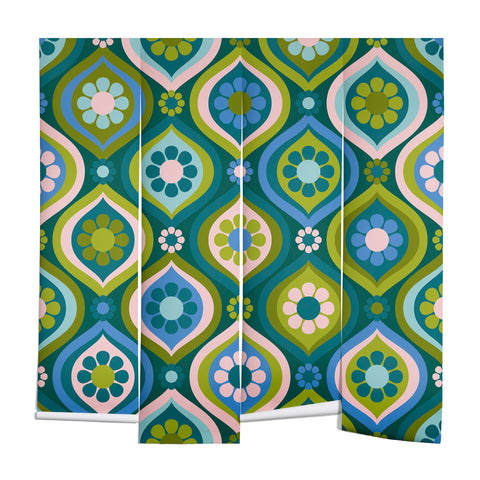 Jenean Morrison Ogee Floral Blue Wall Mural