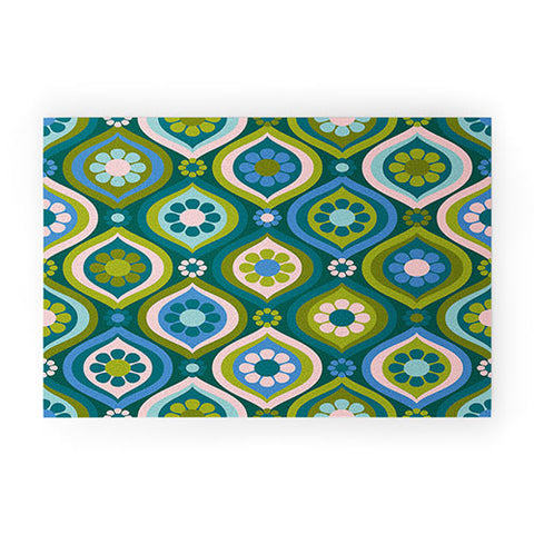 Jenean Morrison Ogee Floral Blue Welcome Mat