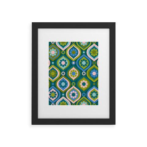 Jenean Morrison Ogee Floral Blue Framed Art Print