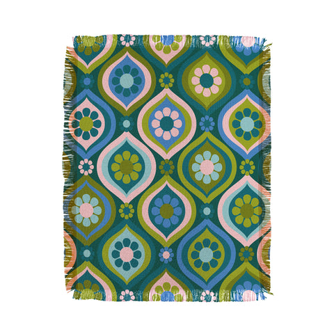 Jenean Morrison Ogee Floral Blue Throw Blanket