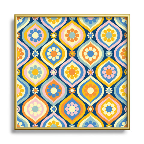 Jenean Morrison Ogee Floral Metal Square Framed Art Print