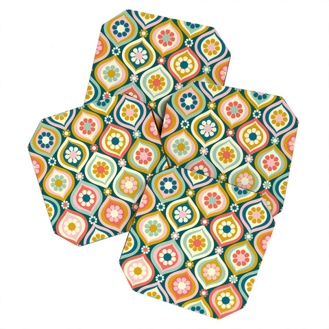 Jenean Morrison Ogee Floral Multicolor Coaster Set